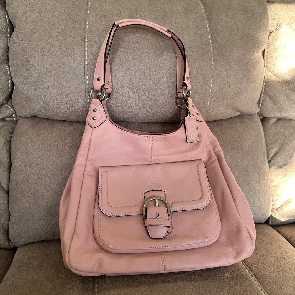 Baby pink coach leather purse